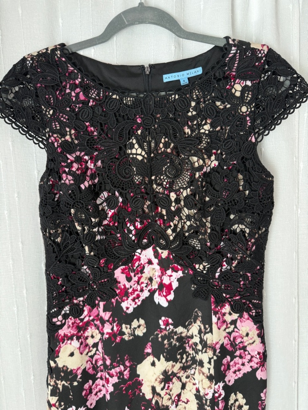 ANTONIO MELANI Black and Pink Floral Dress